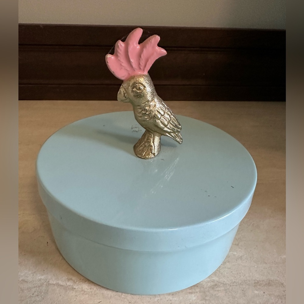 Blue Box with Gold and Pink Bird Lid